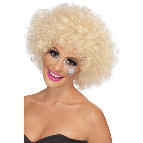 70s style afro wig, funky, blonde, short