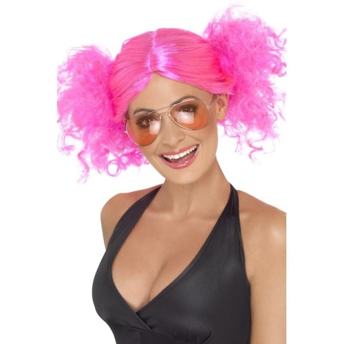 80s style wig, pink