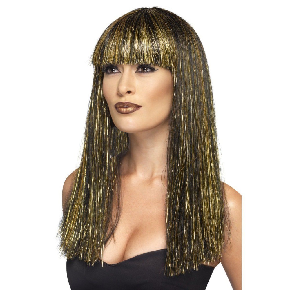 Egyptian goddess wig, black and gold