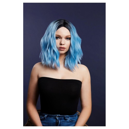 Двухцветный парик нежно-голубого цвета (Кара), легкие волны, 33 см