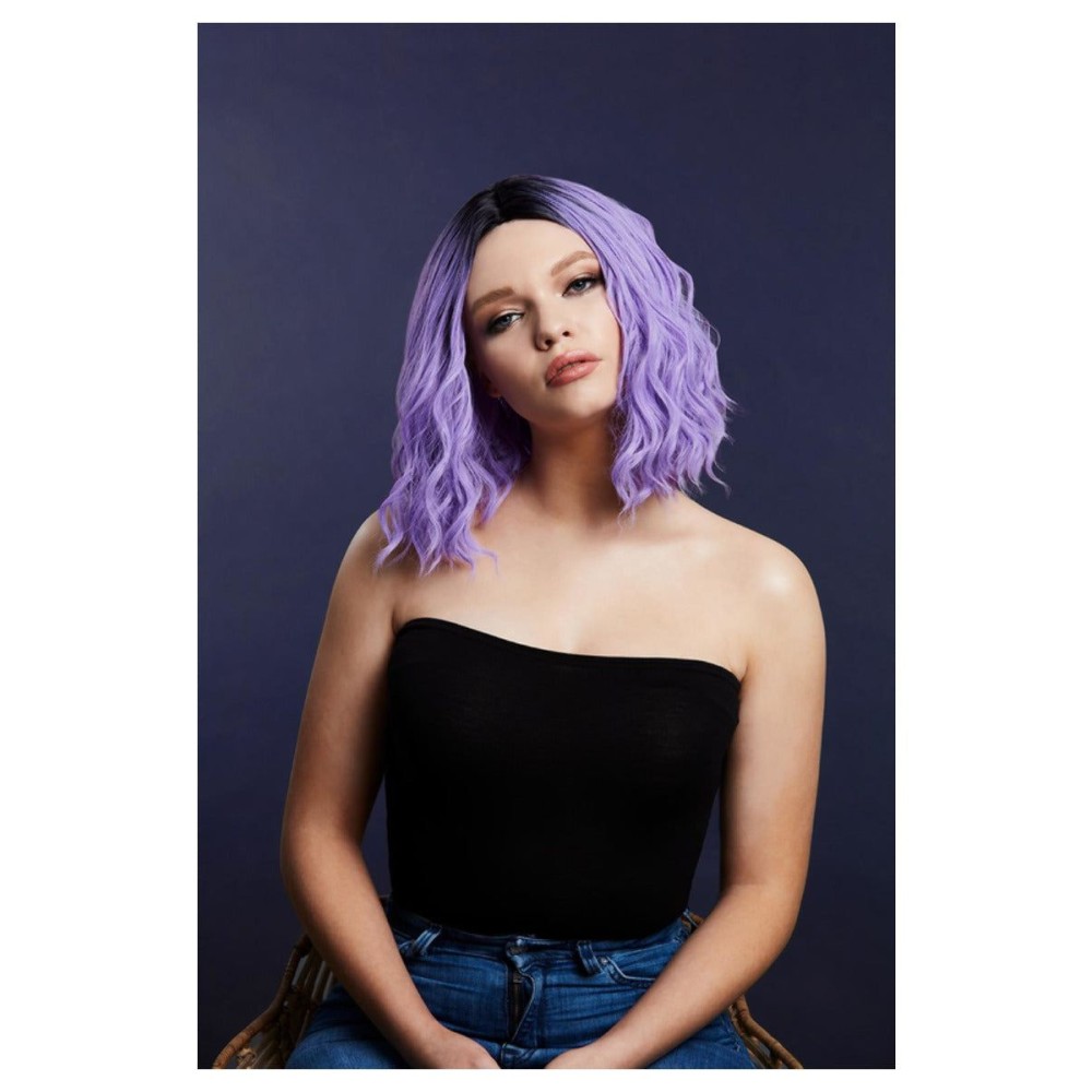 Two-tone light lilac wig (Cara), light waves, 33 cm