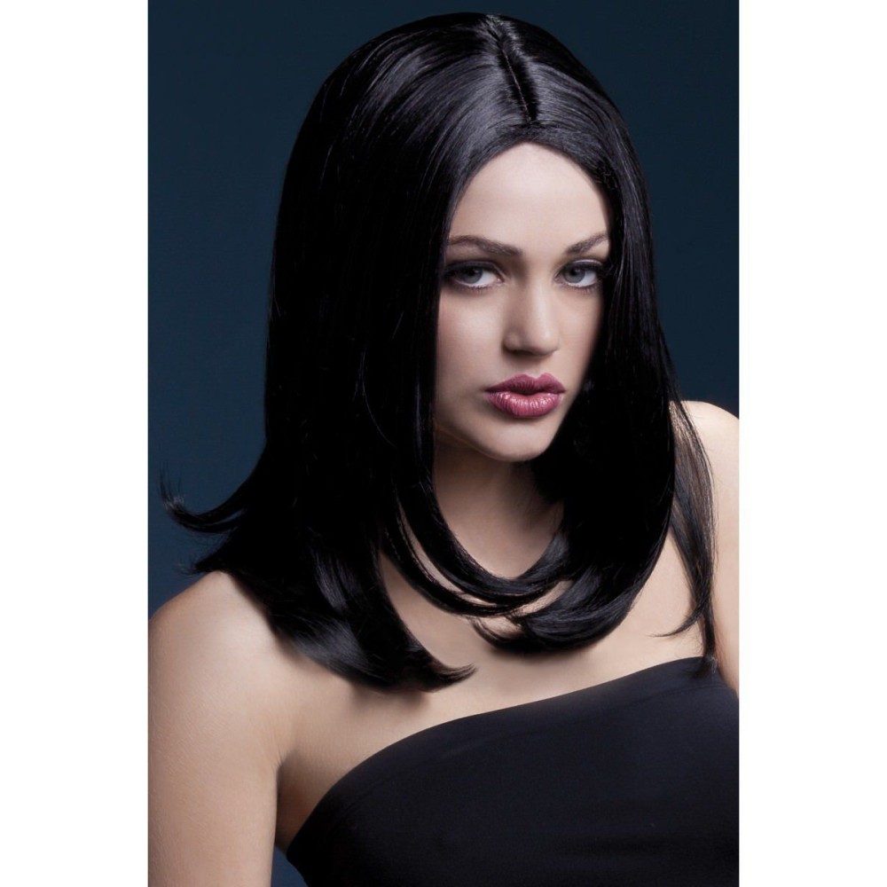 Black wig (Sophia), curls at the ends, 43cm
