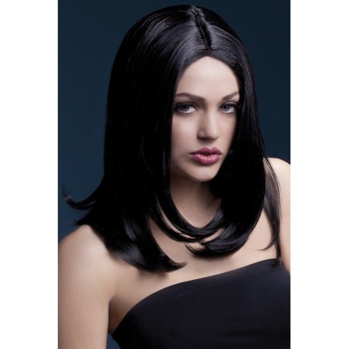 Black wig (Sophia), curls at the ends, 43cm