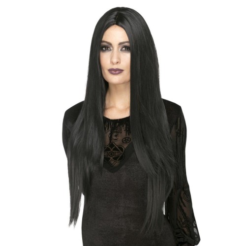 Witch wig, long, black