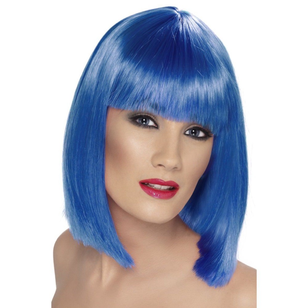 Wig with a bang, blue