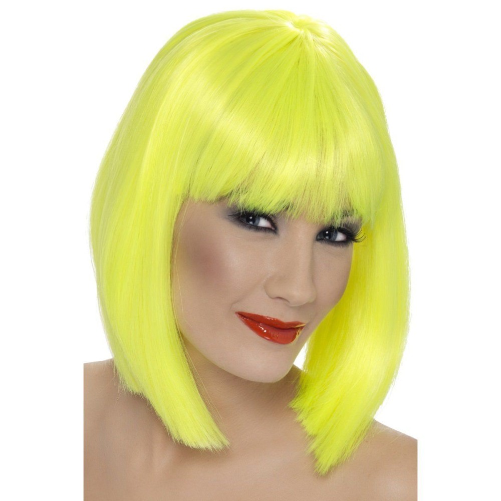 Wig with a bang, neon yellow