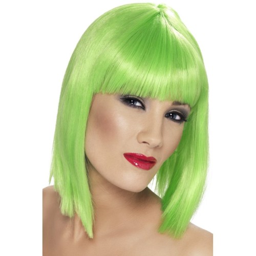 Wig with a bang, neon green