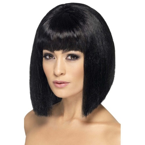 Wig, with bangs, short, black