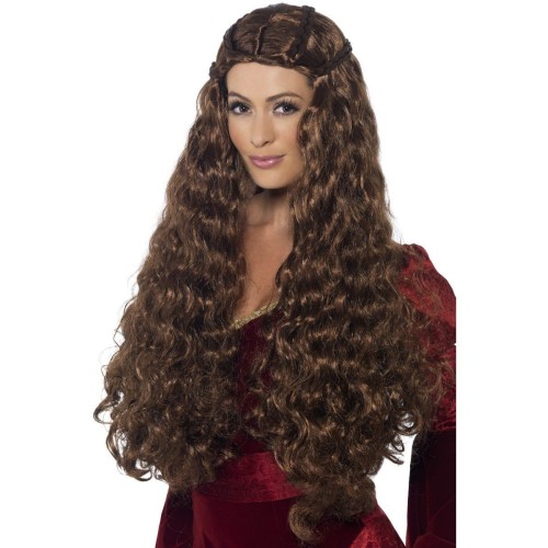 Princess wig, brown, curly, very long