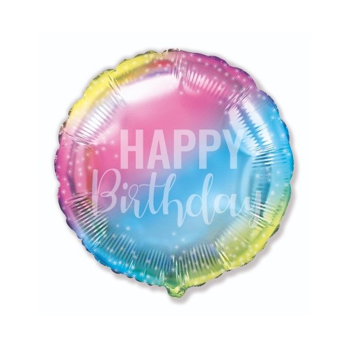 Fooliumist õhupall «Happy Birthday», vikerkaar, ümmargune