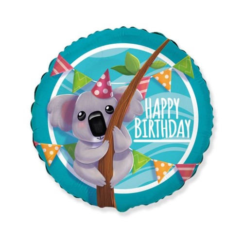 Fooliumist õhupall, koala «Happy Birthday», ümmargune