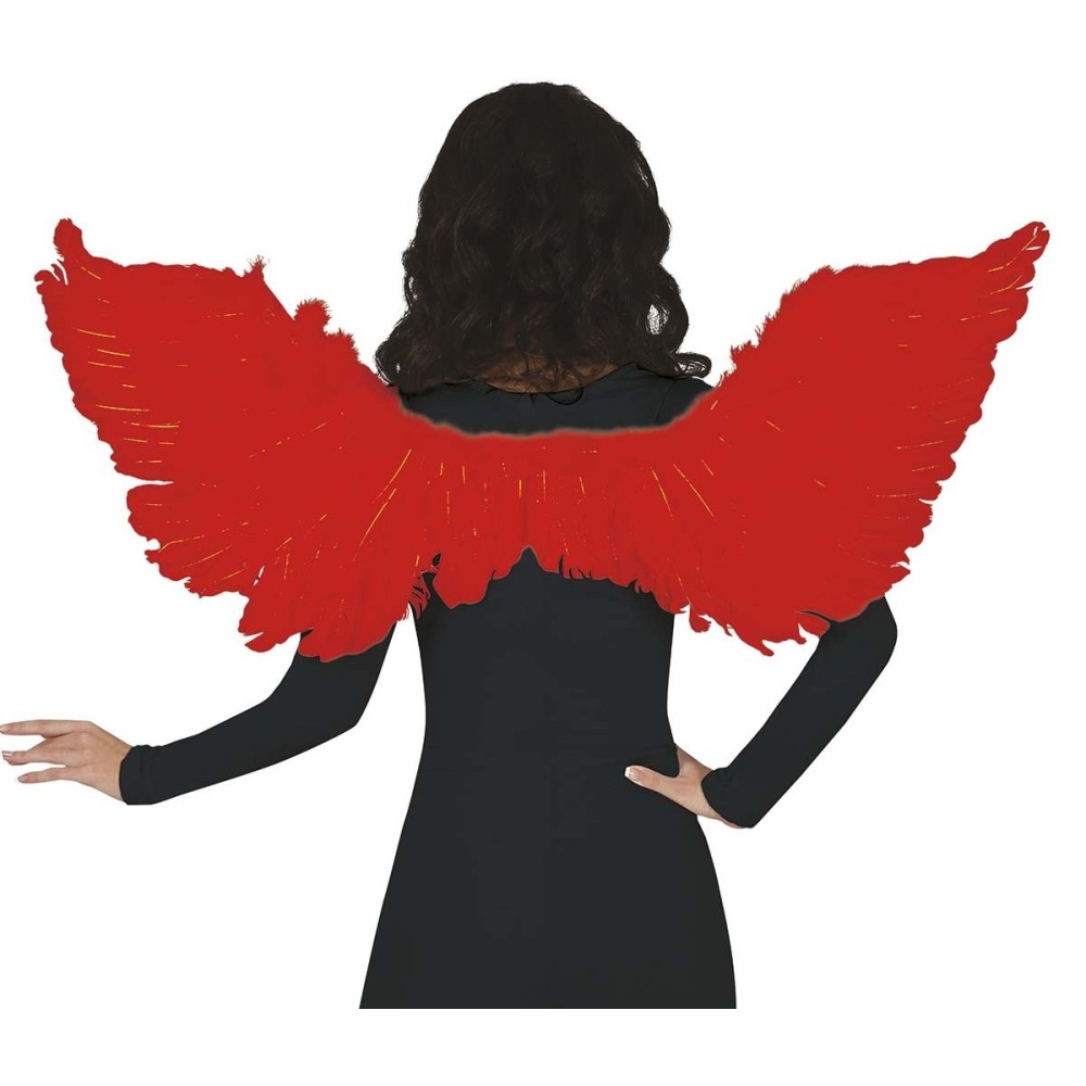 Wings, maxi, red, feather, 106cm