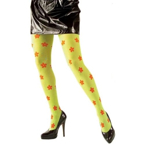 Neon yellow tights with flowers