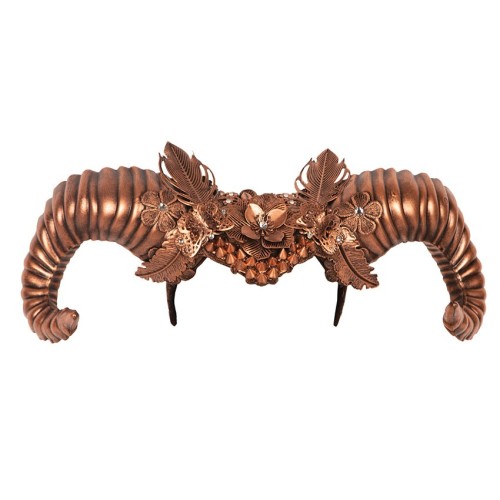 Headband Horns with flowers, bronze