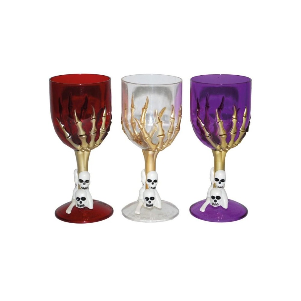 Wine glass with skeleton hand