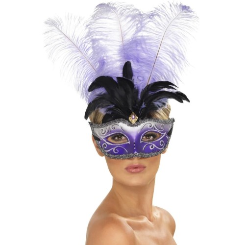 Eyemask, Venetian Colombina  with feather