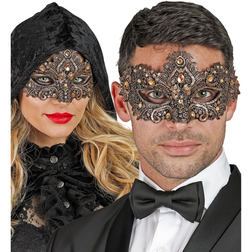 Copper lace eye mask with stones