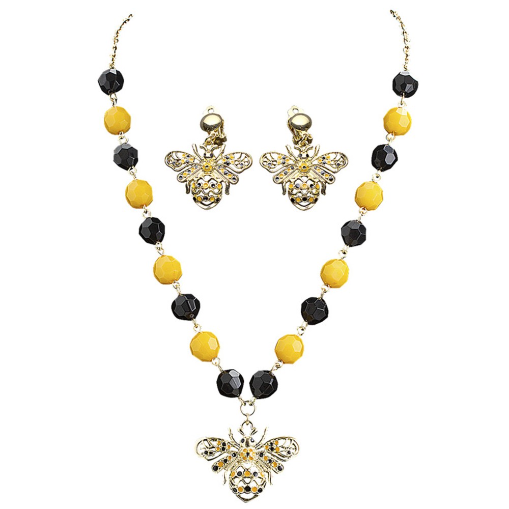 Bee necklace and earrings