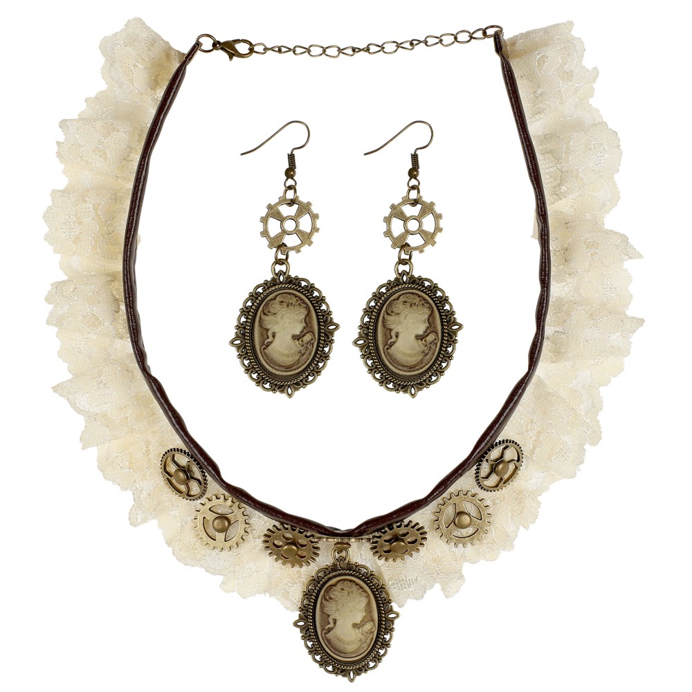 Steampunk necklace and earrings