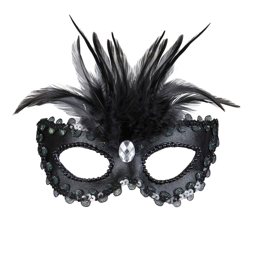 Eye mask with feathers, black