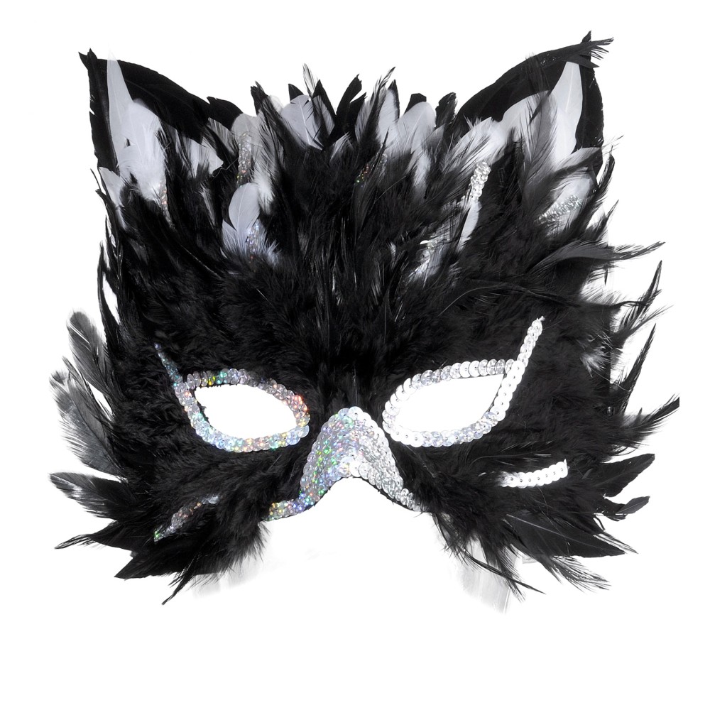 Cat mask with feathers