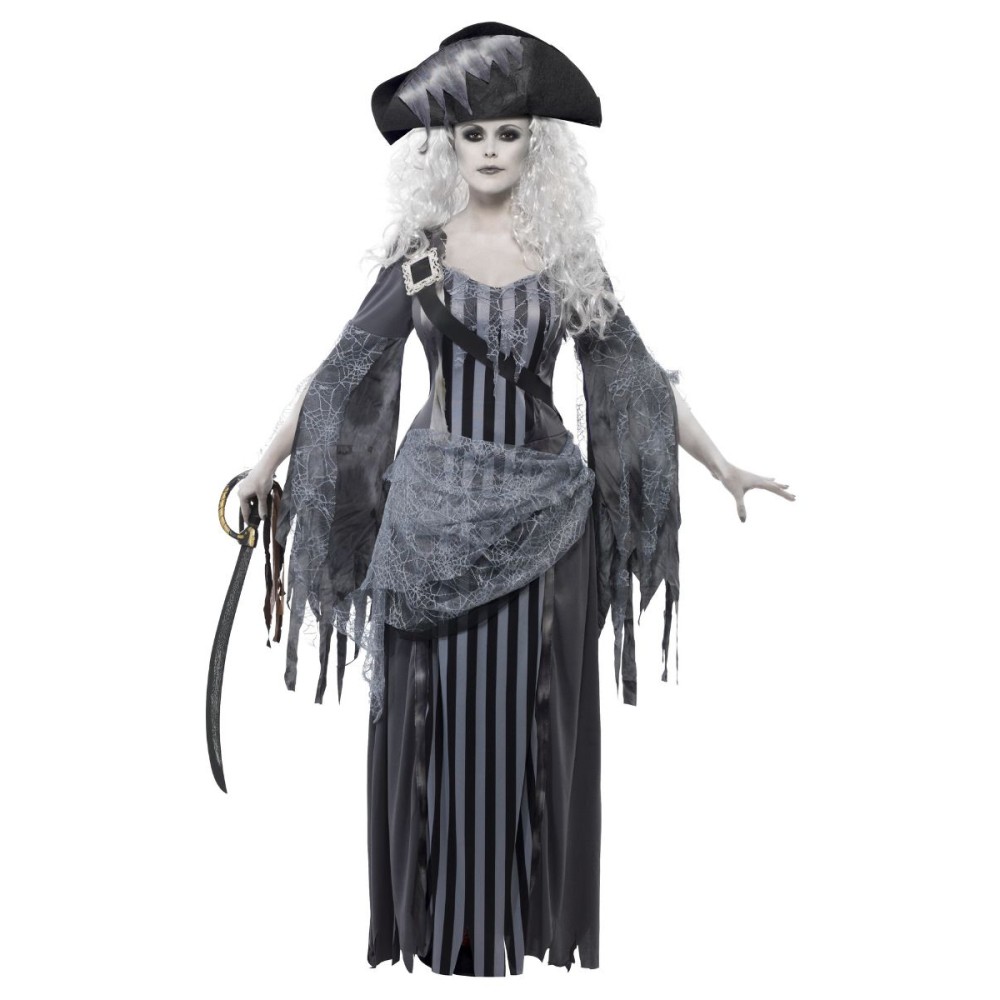 Ghost ship princess costume, dress and hat, grey (S)