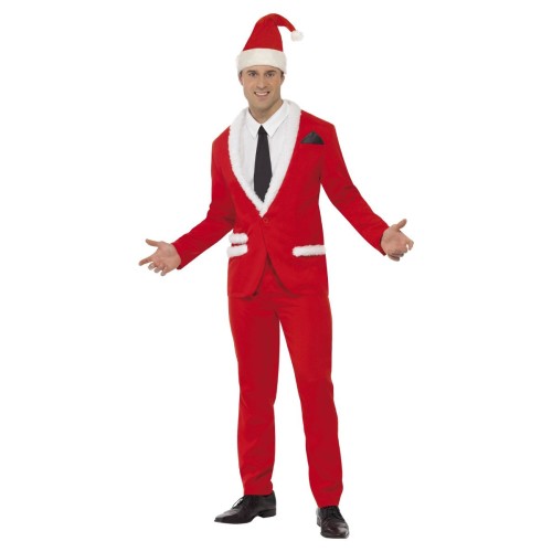 Santa costume, suit, hat, mock shirt with tie (L)