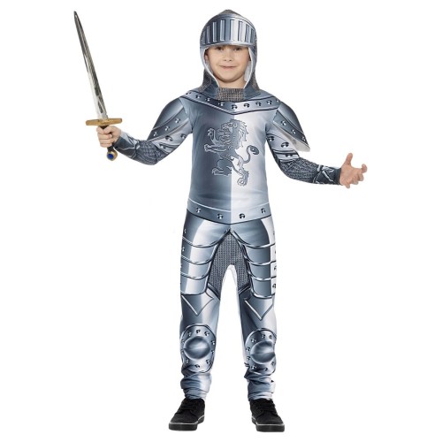 Knight costume, jumpsuit, headpiece, for children (L)