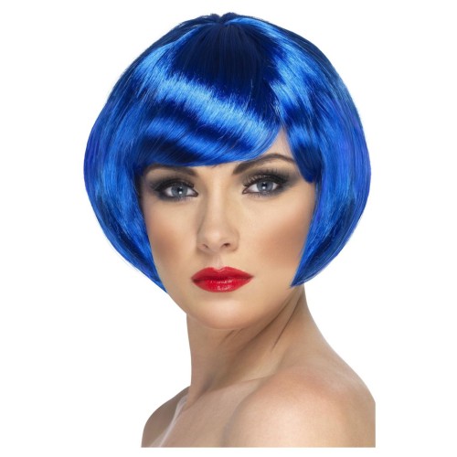 Wig with a bang, blue