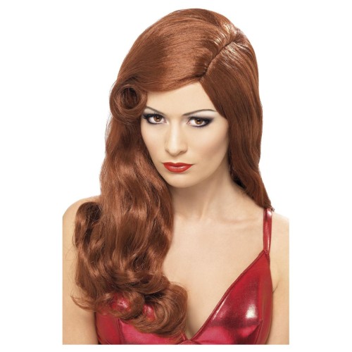 Auburn wig, with natural curls, long