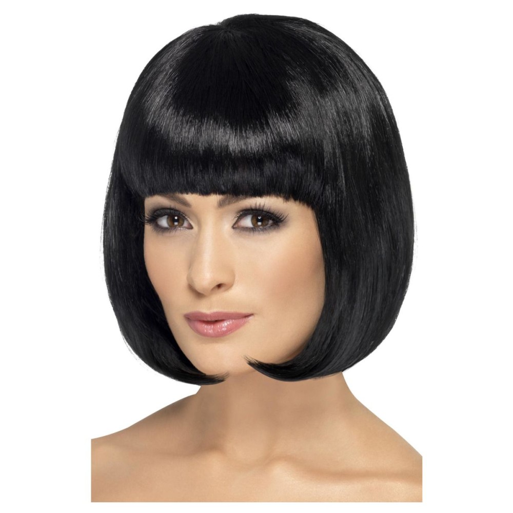 Wig with bangs, short, black