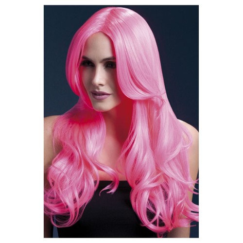 Неоново-розовый парик (Хлоя), волны на концах, 66см