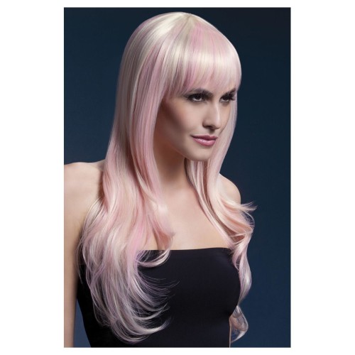 Парик розовой блондинки с чёлкой (Sienna), прямой, 66 см