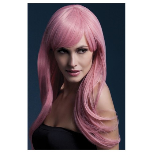 Пастельно-розовый парик с челкой (Сиена), прямой, 66см