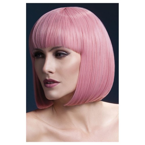 Пастельно-розовый парик с челкой (Элиза), 33см