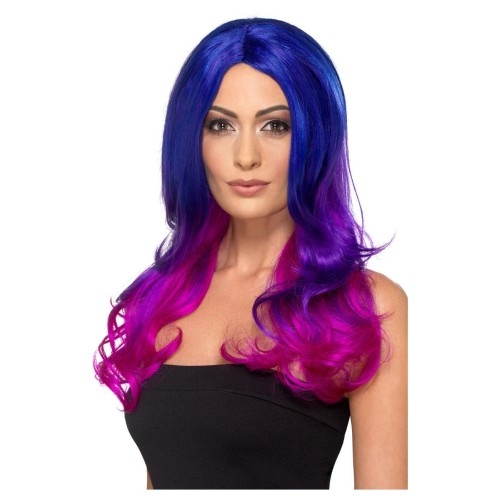Blue-purple ombre wig, heat resistant, wavy, long