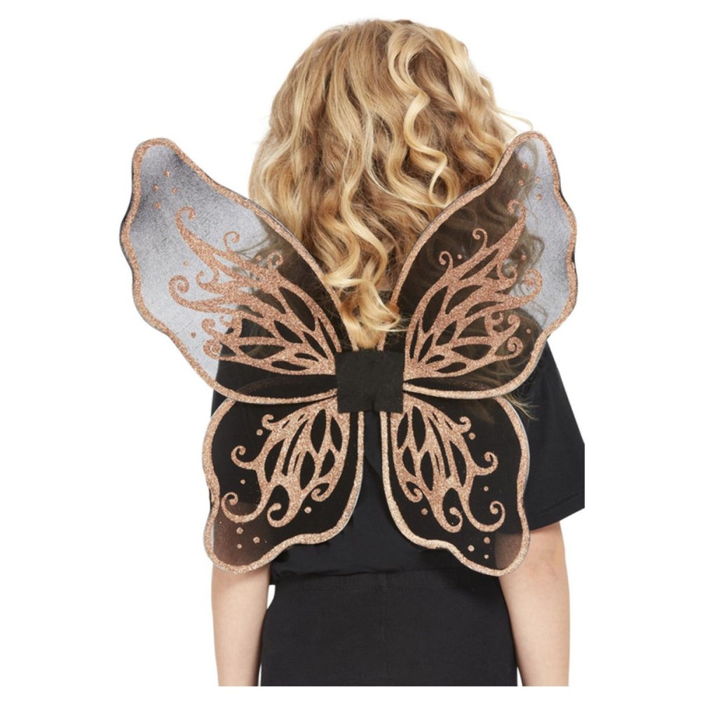 Butterfly wings with golden glitter, 43cm