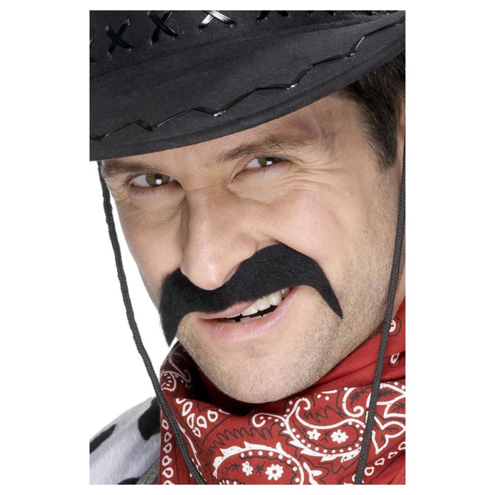 Cowboy mustache, black, adhesive