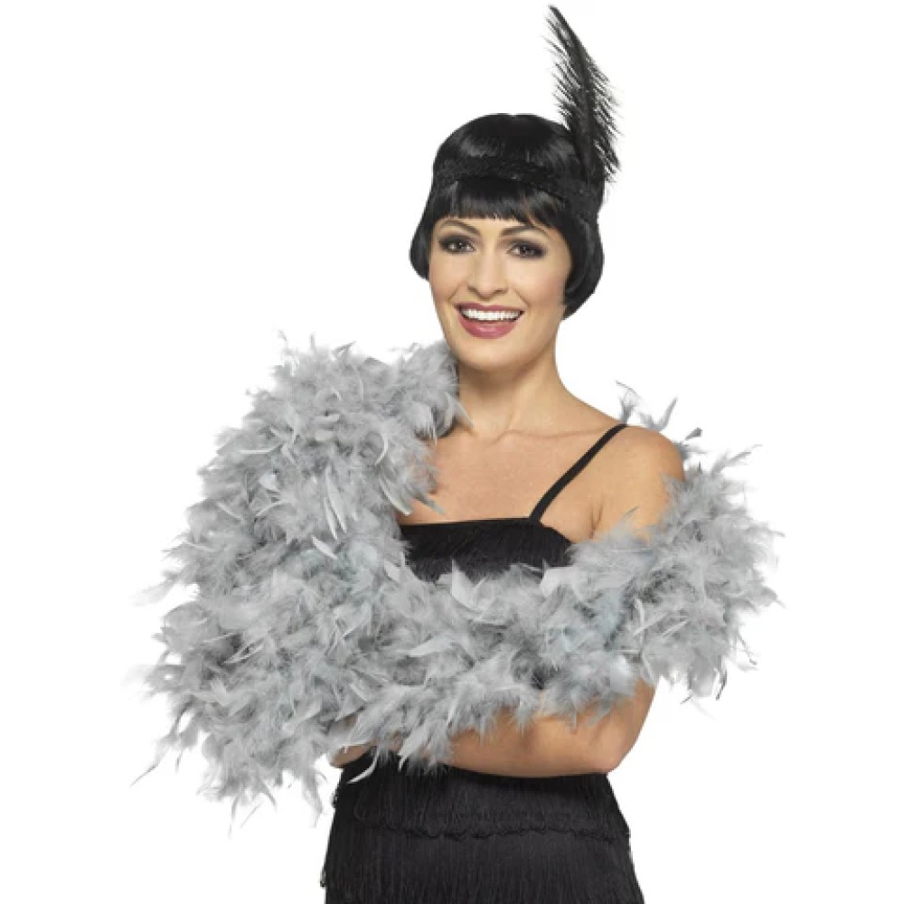 Deluxe feather boa, silver