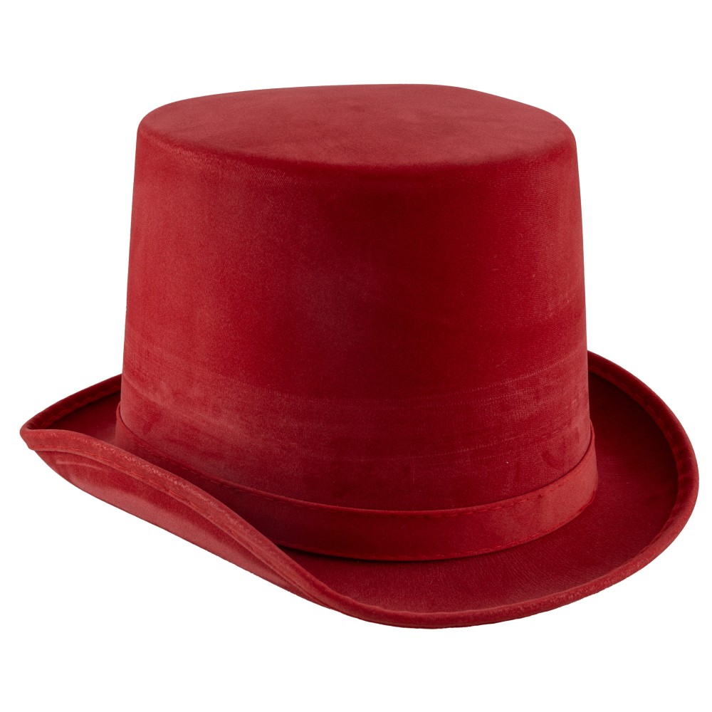 Top hat, red,  faux leather
