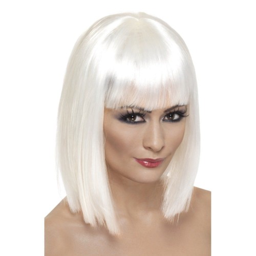 Wig with a bang, neon white