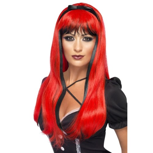 Wig, red-black, long